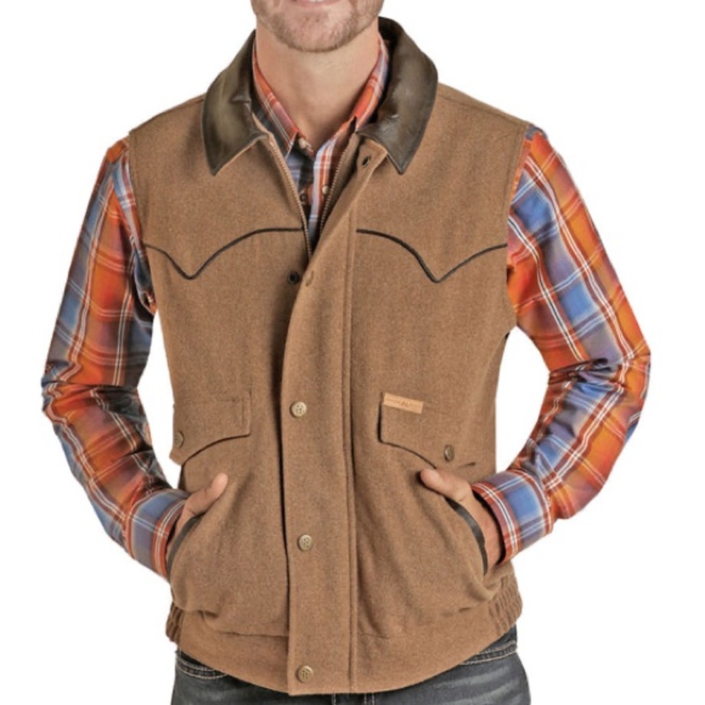 Walls vintage Wool Shell with Lamb leather collar men’s size medium